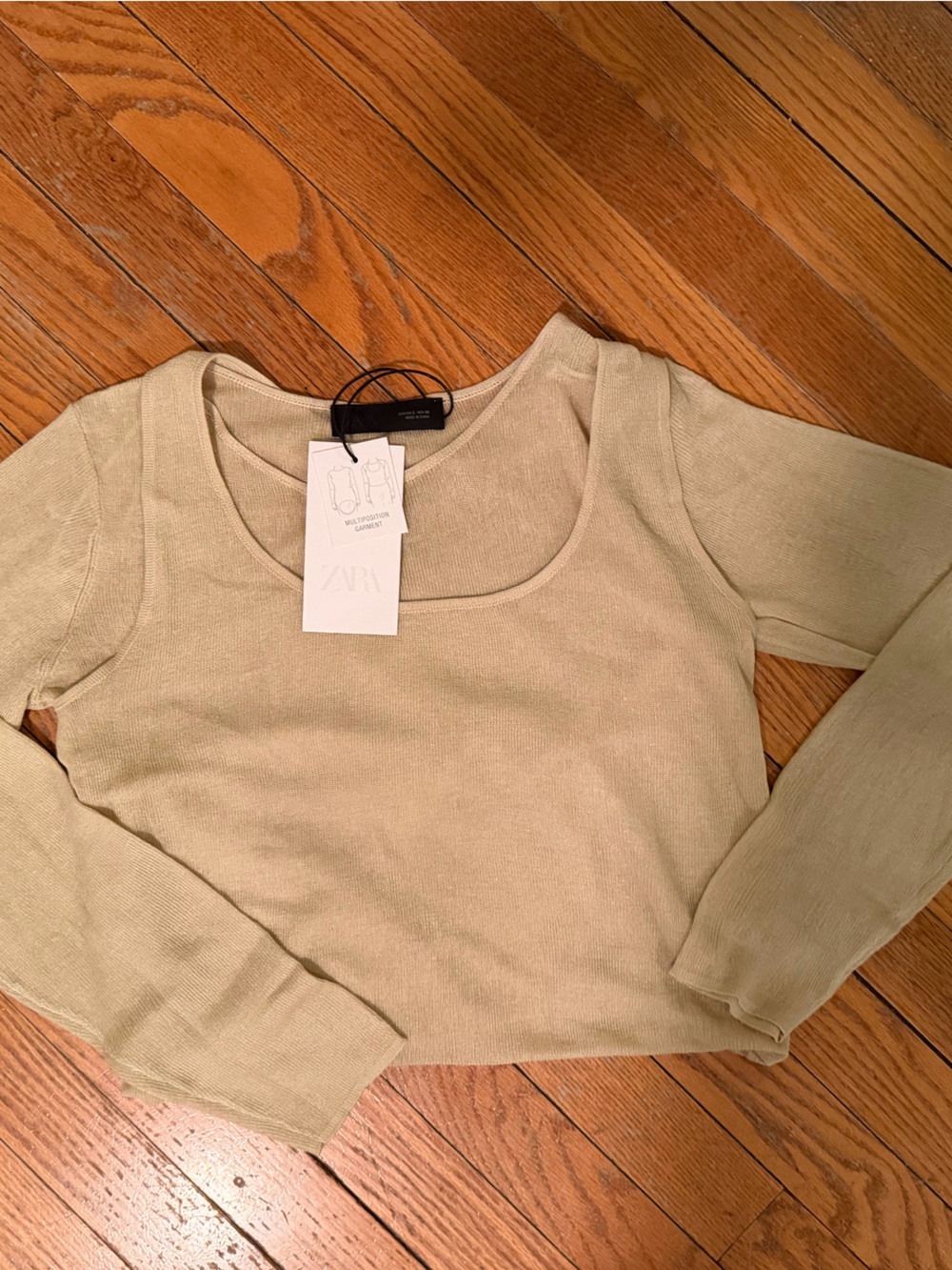 Zara convertible Crewneck Sweater -muted yellow NWT
